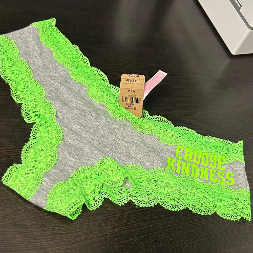 Victoria's Secret Pink and Gray Lace Trim Panties